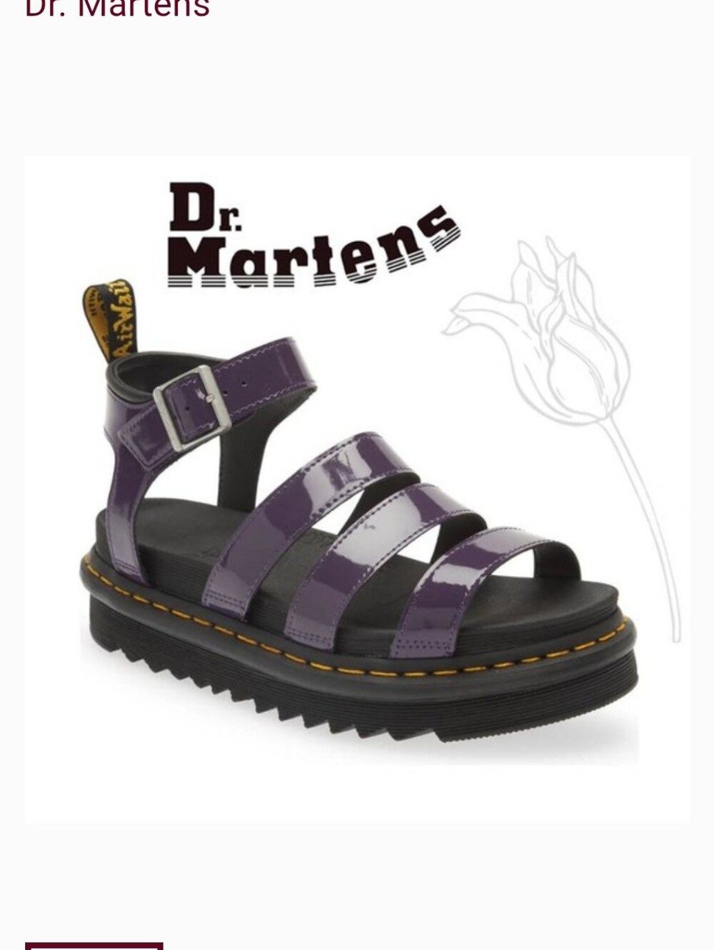 Dr Martens Black Current Blaire Patent Leather Sandal Size 7 - Picture 2 of 10